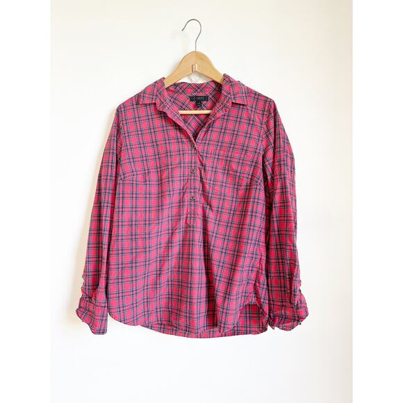J.Crew Women's Red Plaid Pullover Shirt Size 8 - Picture 2 of 3